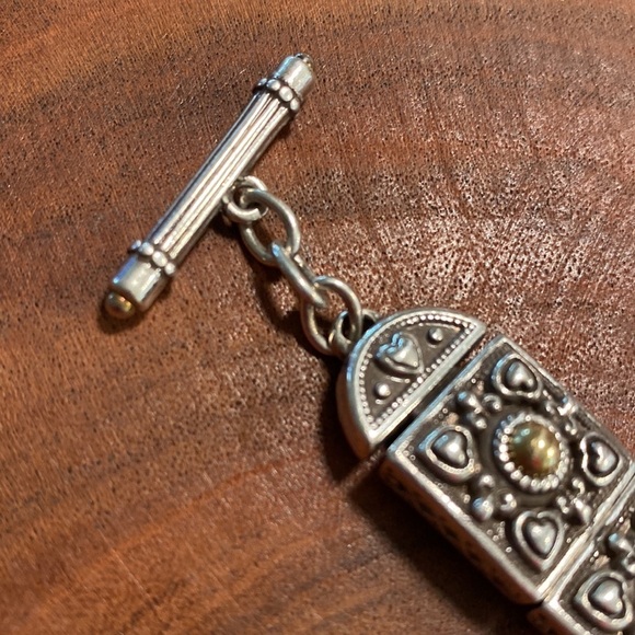 BRIGHTON vintage‎ square link silver and gold shield toggle clasp bracelet - Picture 4 of 7